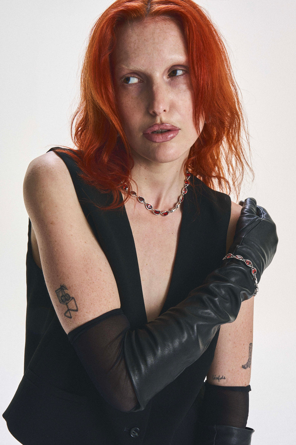 DARKAI Anchor Red Necklace on Female Model