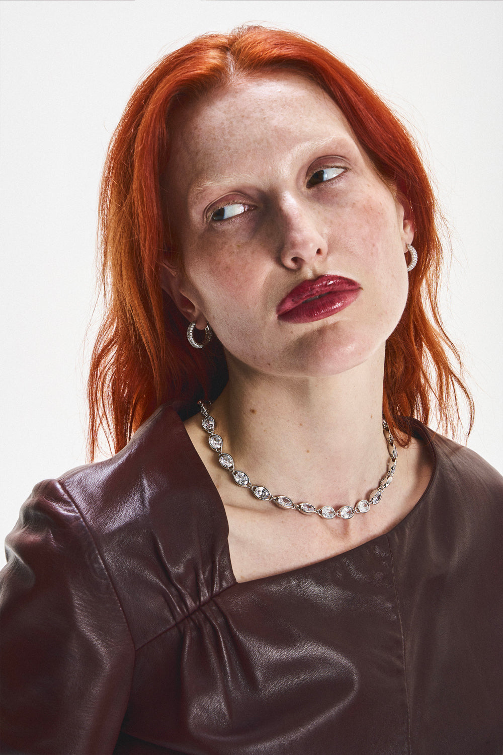 DARKAI Anchor White Necklace on Female Model