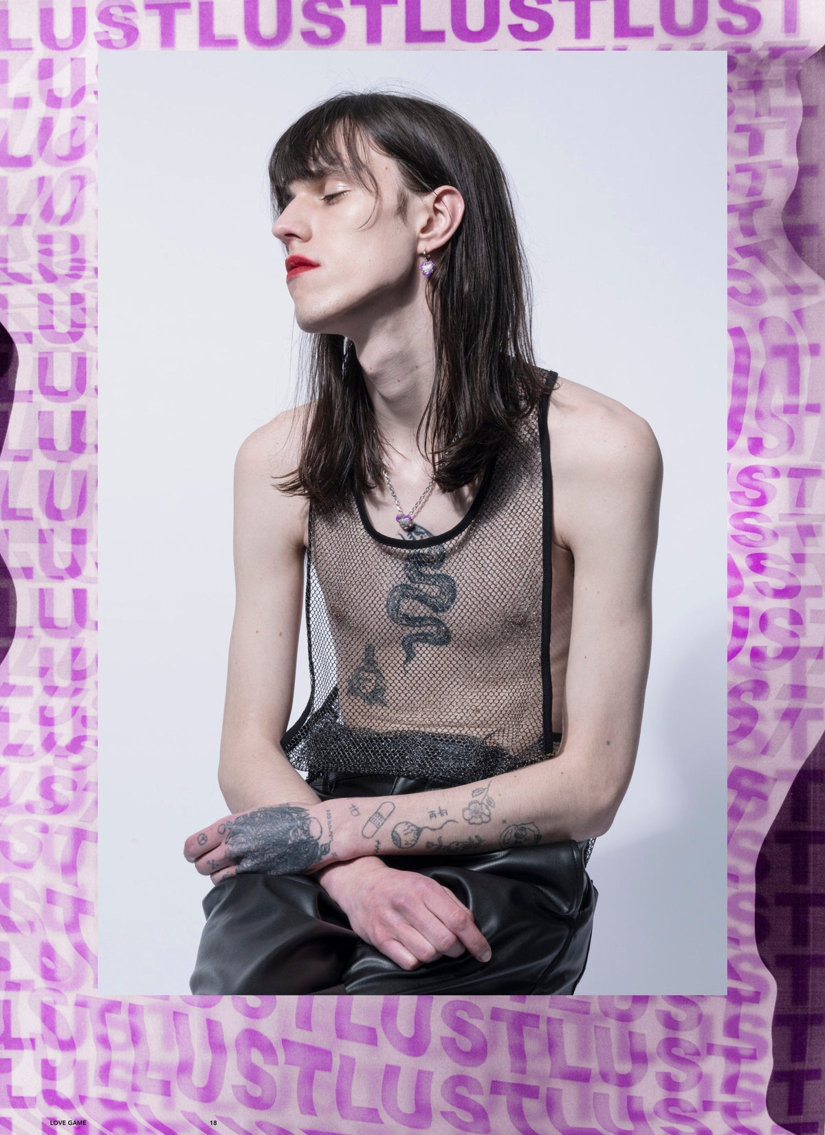 DARKAI Outer World Lookbook SS23 Man wearing heart pendant necklace