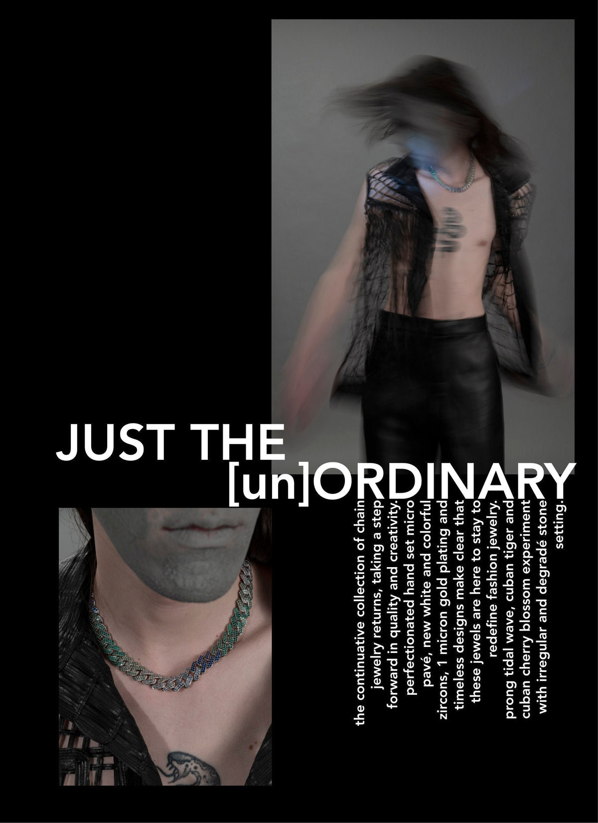 DARKAI Outer World Lookbook SS23 Man with prong chain necklaces