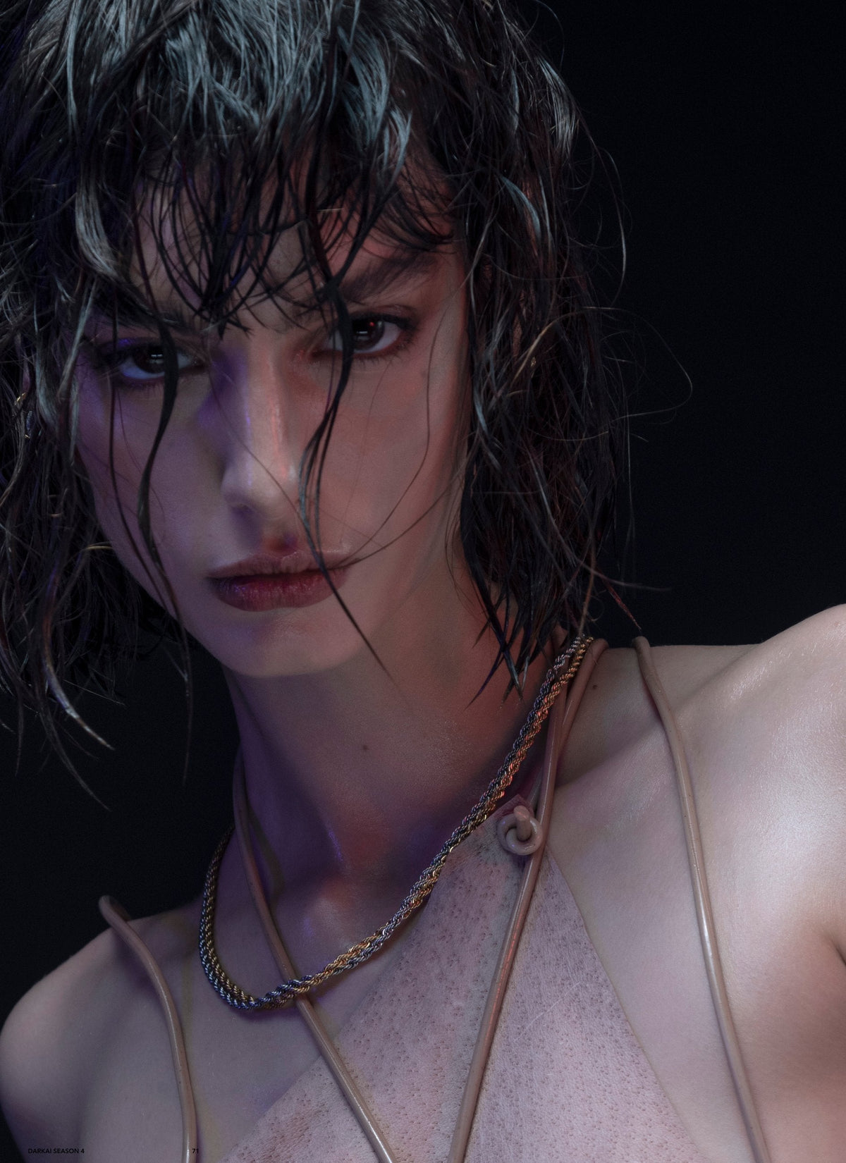 DARKAI Outer World Lookbook SS23 Woman wearing rope chain necklaces
