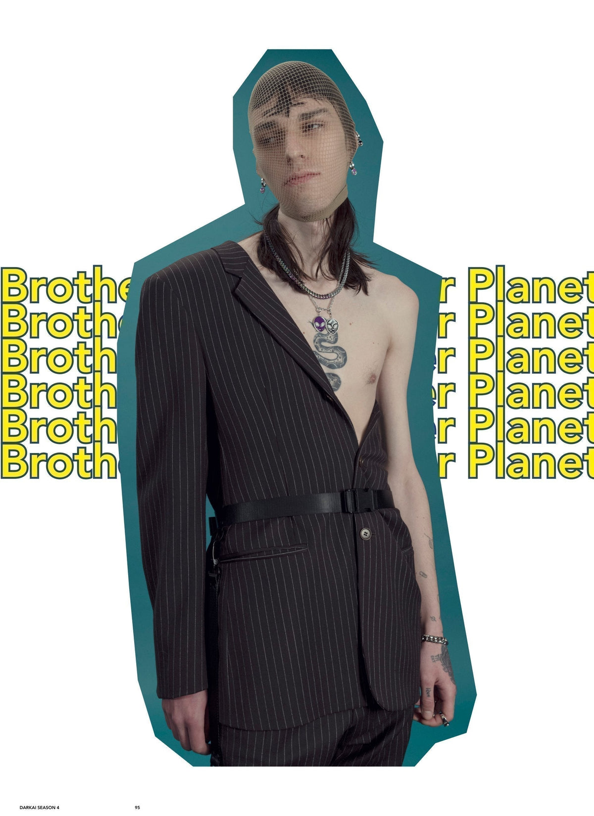 DARKAI Outer World Lookbook SS23 Man wearing alien pendant