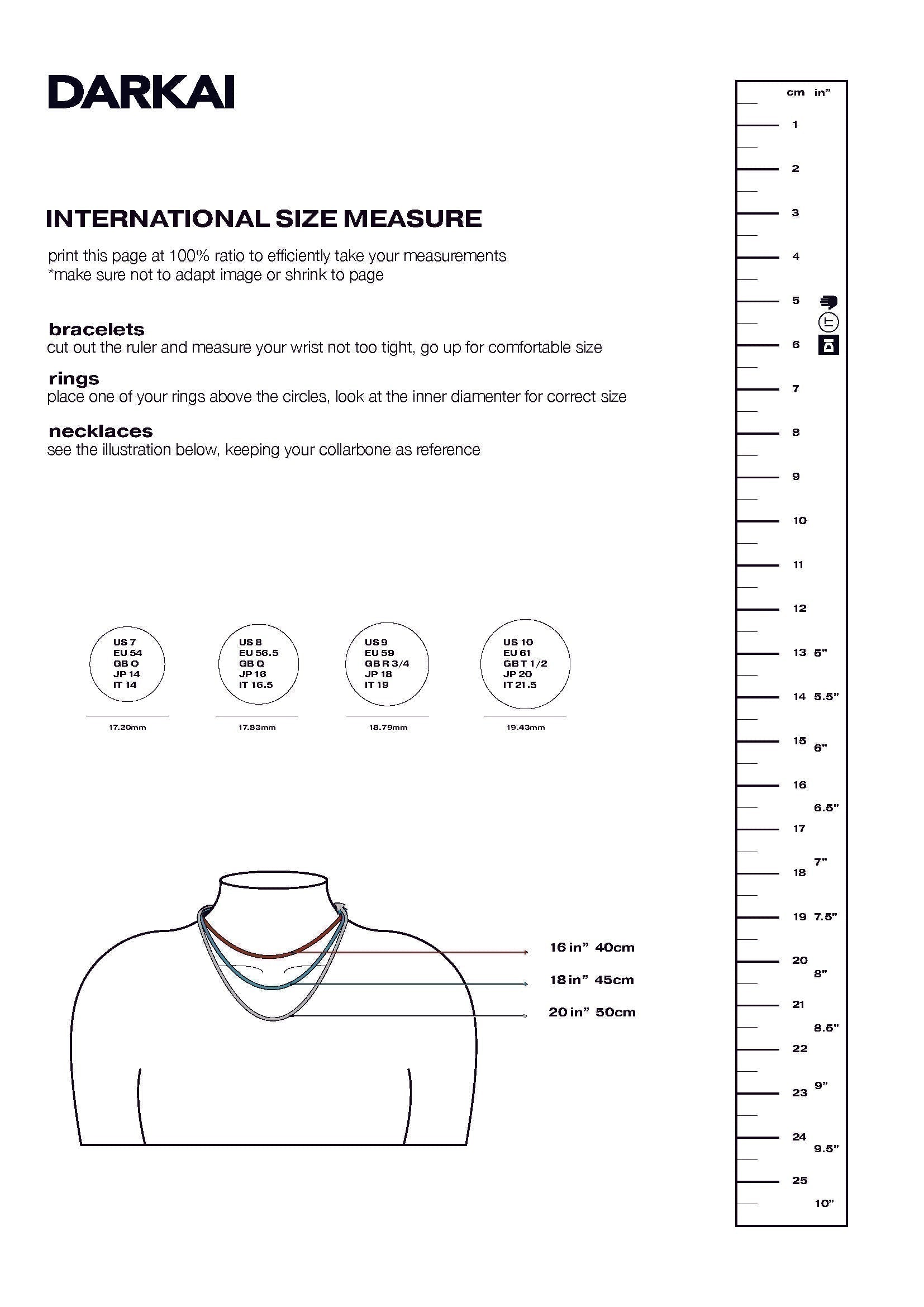 DARKAI international size chart