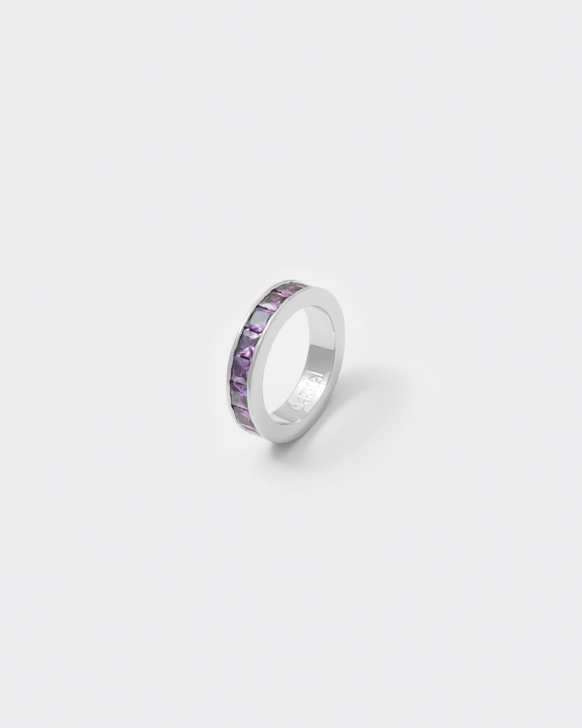 white gold ring with purple stones for man and women