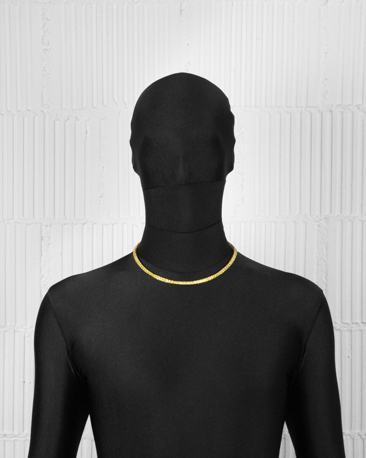 18k gold coated tennis chain necklace with hand-set princess-cut stones in yellow