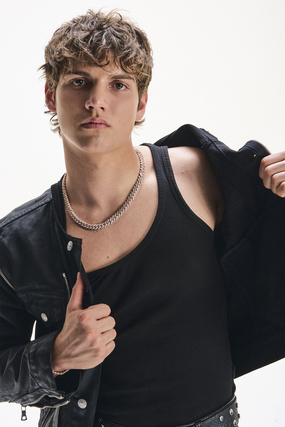 DARKAI Rose Mini Prong Necklace on Male Model