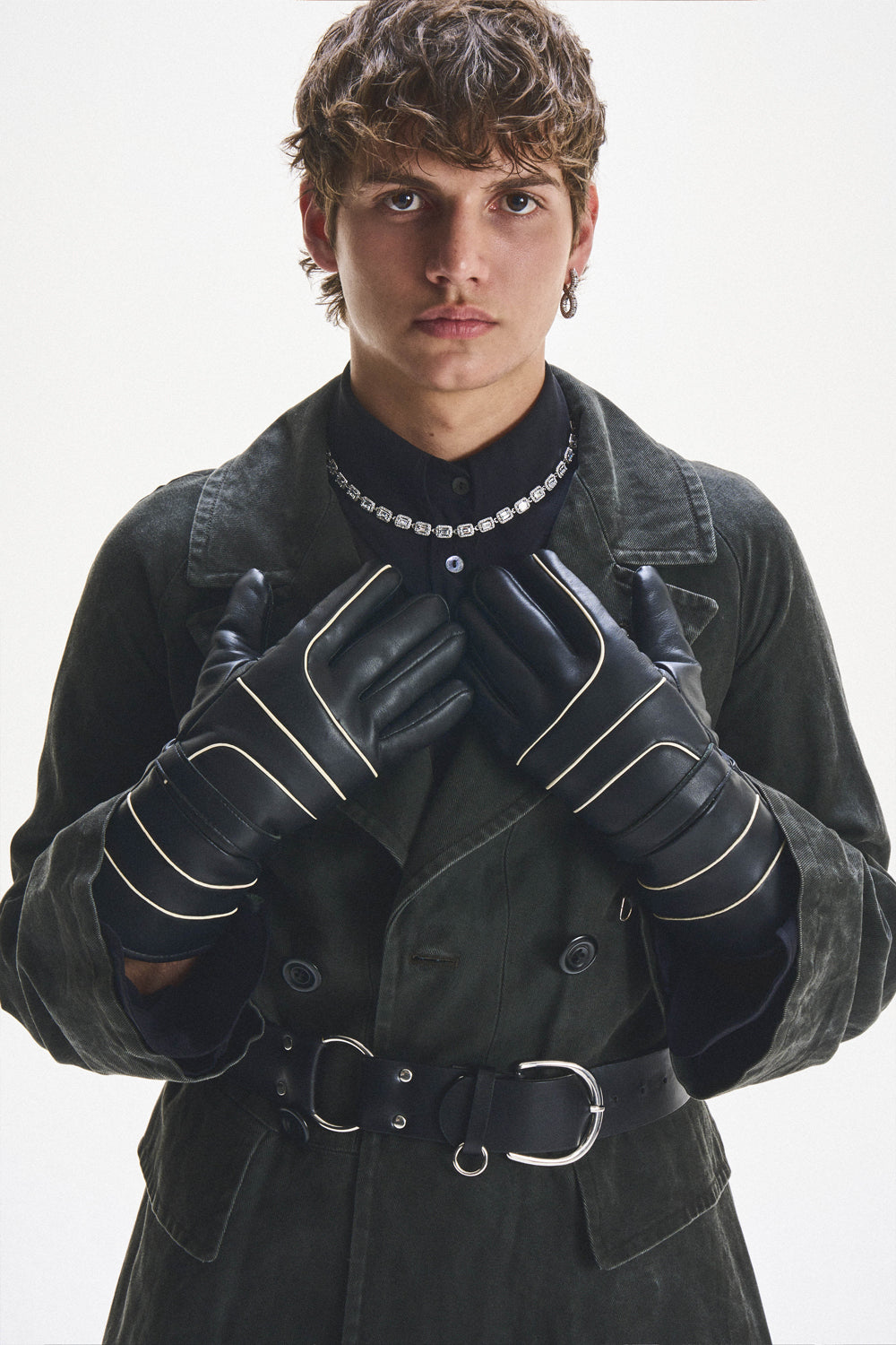 DARKAI Tennis Baguette Necklace on Male Model