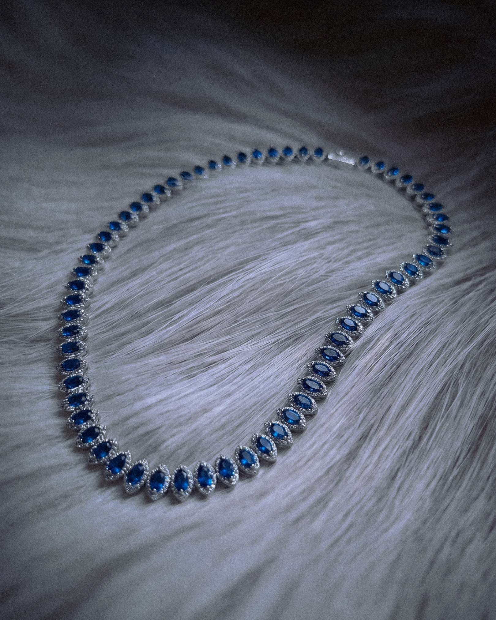 DARKAI Tennis Marquise Burma Blue Necklace Ambient Picture