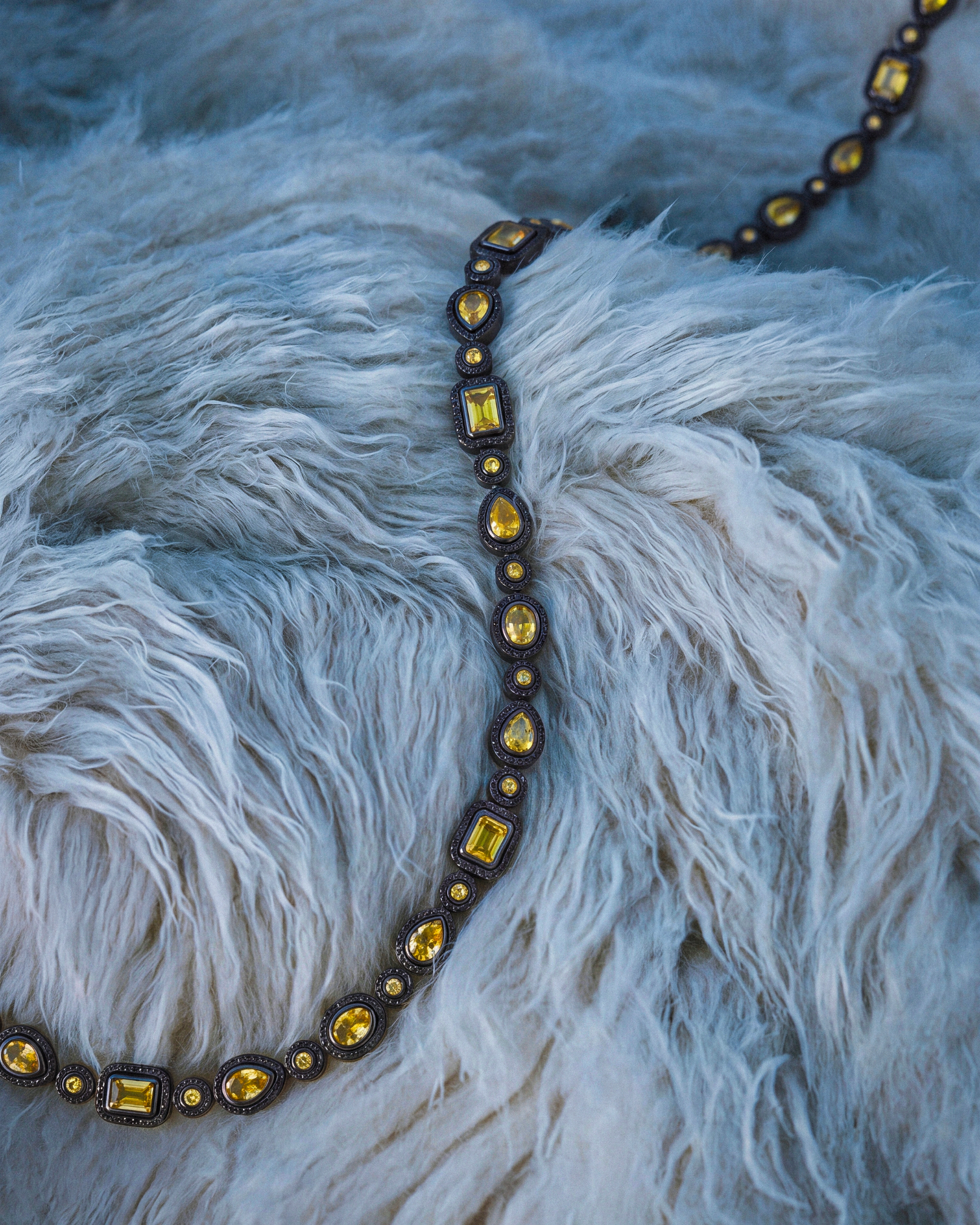 Shop DARKAI Necklaces - Mixed Bezels Pave Black Necklace