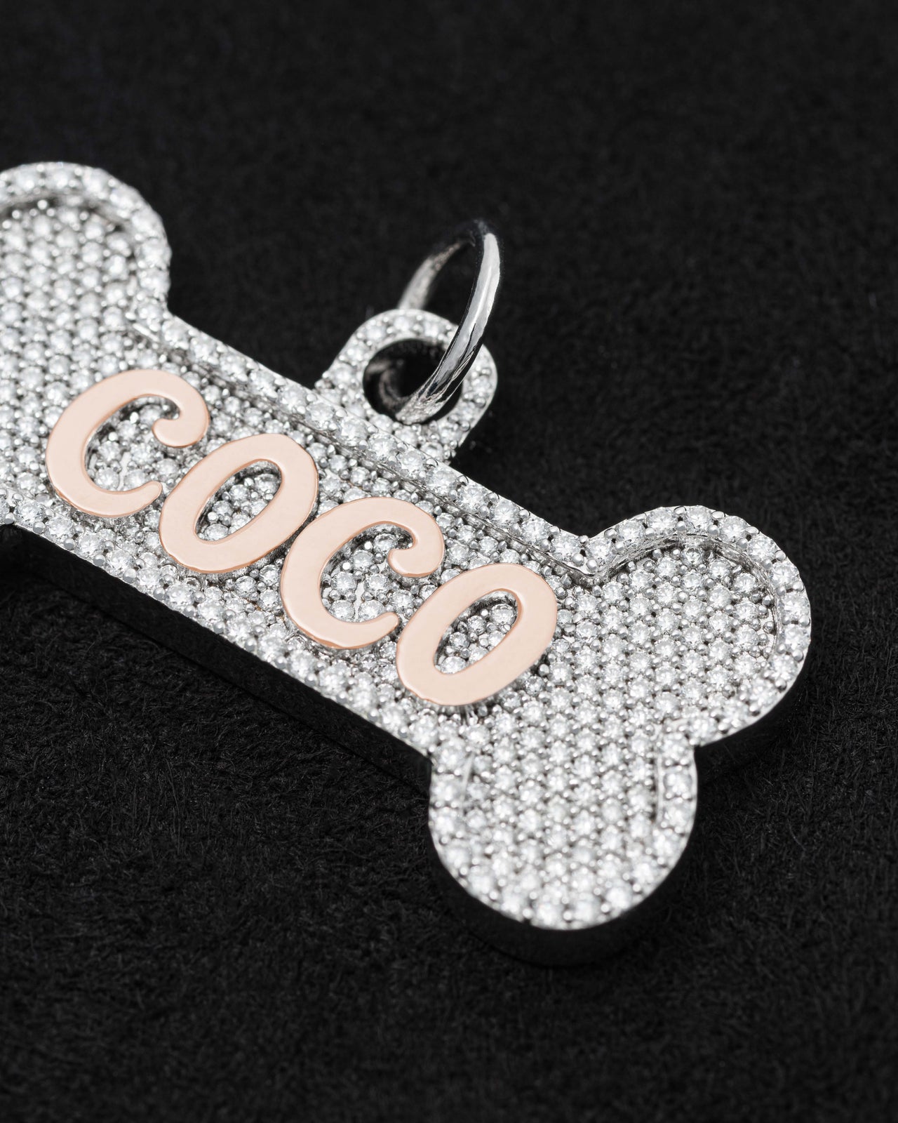 DARKAI puppy custom tag with moissanite diamonds