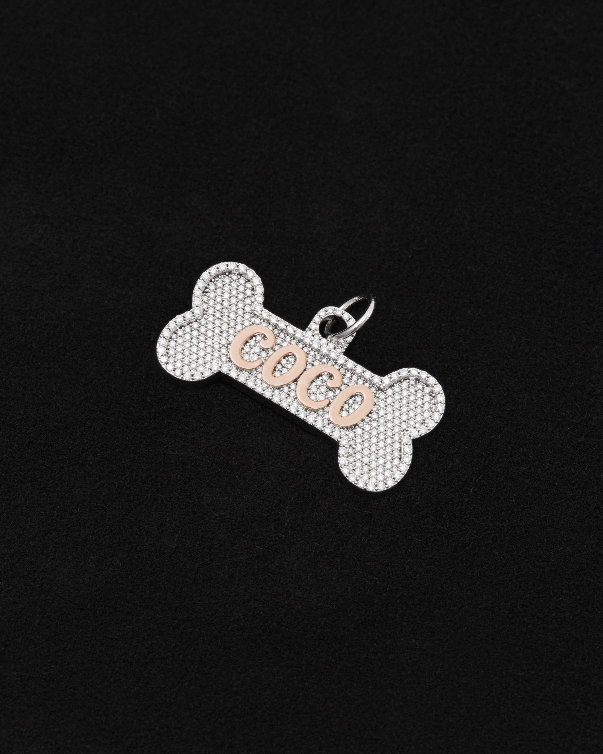 DARKAI puppy custom tag with moissanite diamonds