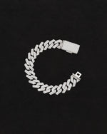 18 carats white solid gold and silver bracelet with natural diamonds and moissanite diamonds