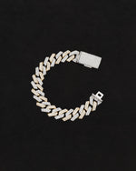 18 carats white and yellow solid gold and silver bracelet with natural diamonds and moissanite diamonds