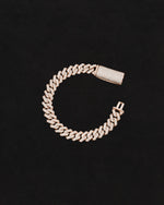 18 carats rose solid gold and silver bracelet with natural diamonds and moissanite diamonds