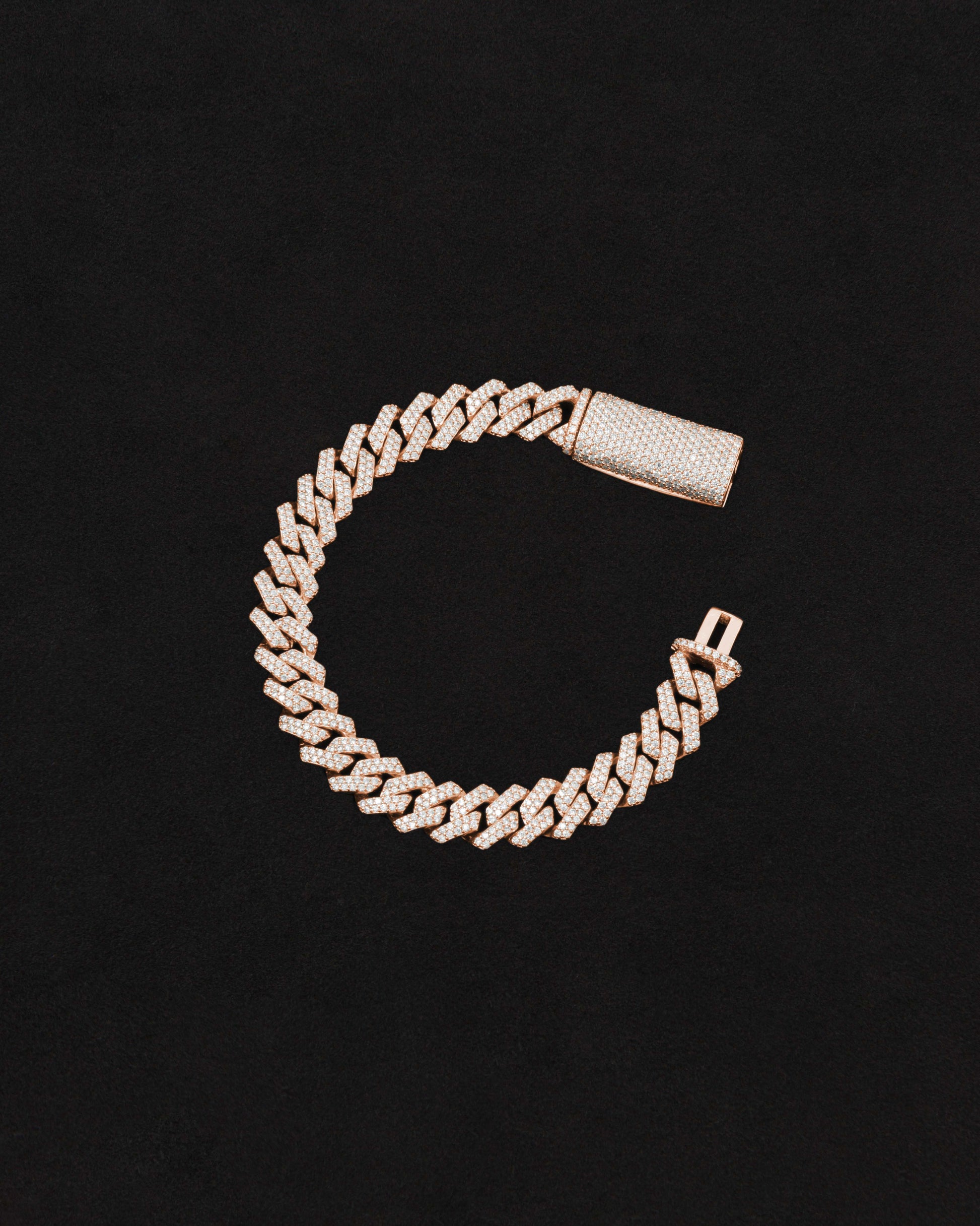 18 carats rose solid gold and silver bracelet with natural diamonds and moissanite diamonds