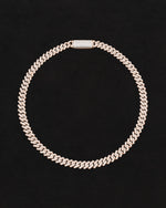 18 carats rose solid gold and silver necklace with natural diamonds and moissanite diamonds