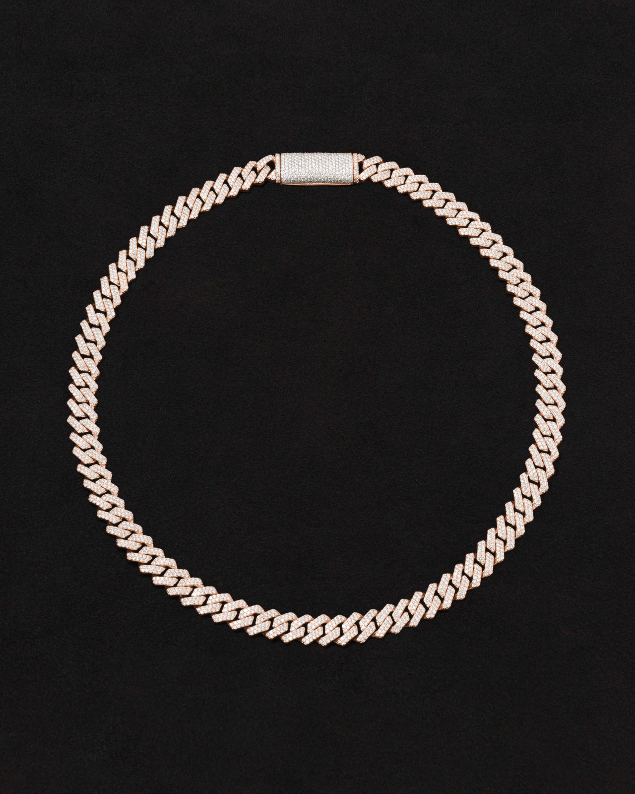 18 carats rose solid gold and silver necklace with natural diamonds and moissanite diamonds