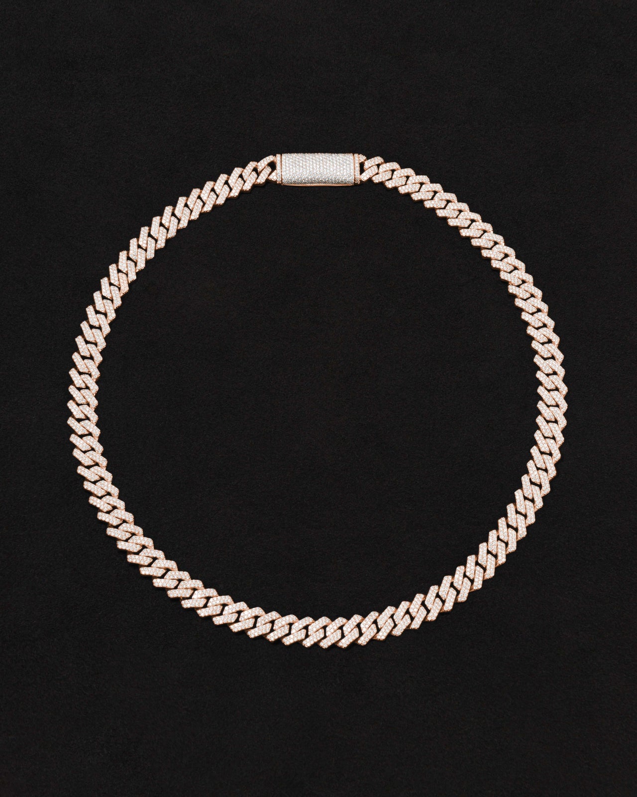 18 carats rose solid gold and silver necklace with natural diamonds and moissanite diamonds