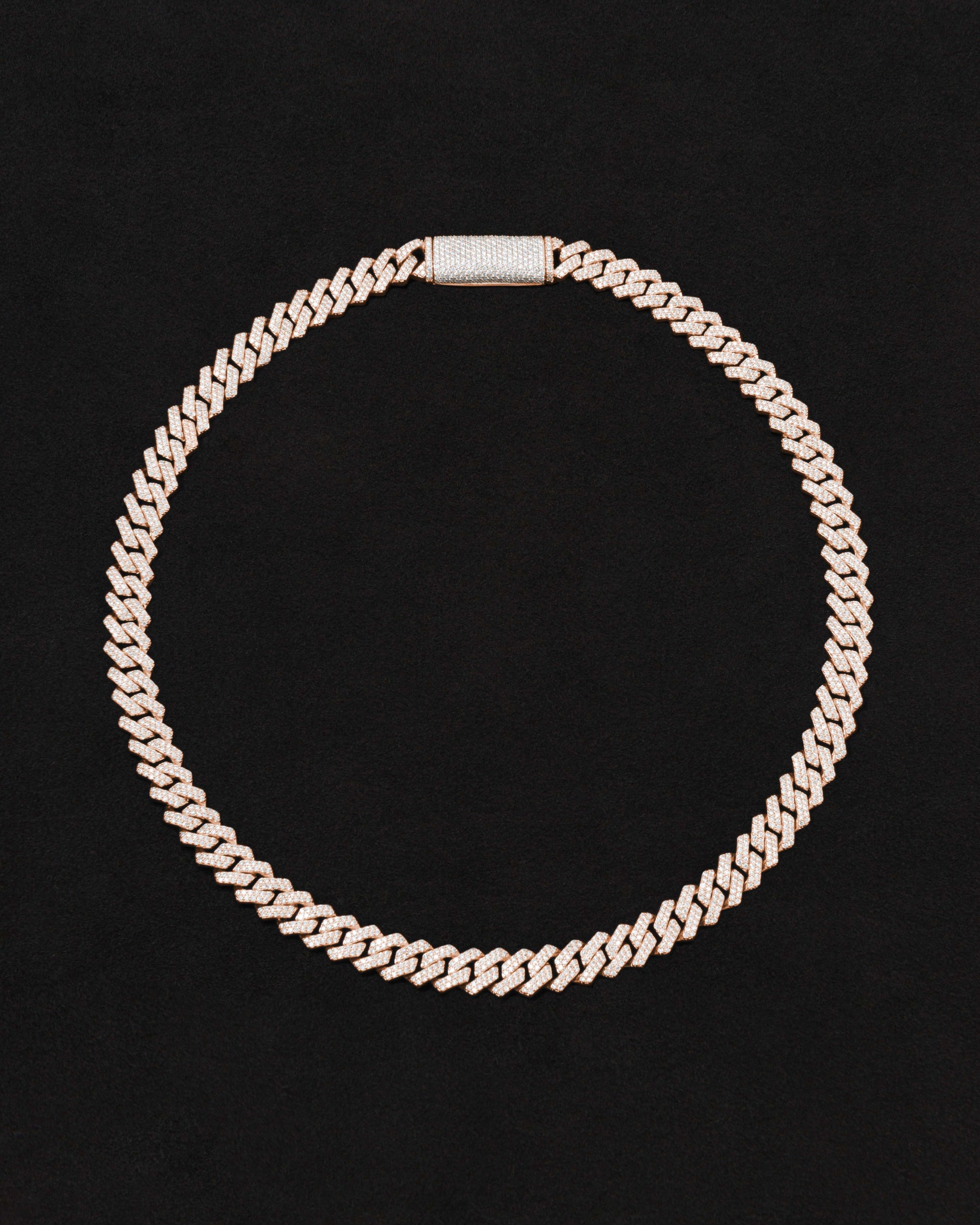 18 carats rose solid gold and silver necklace with natural diamonds and moissanite diamonds