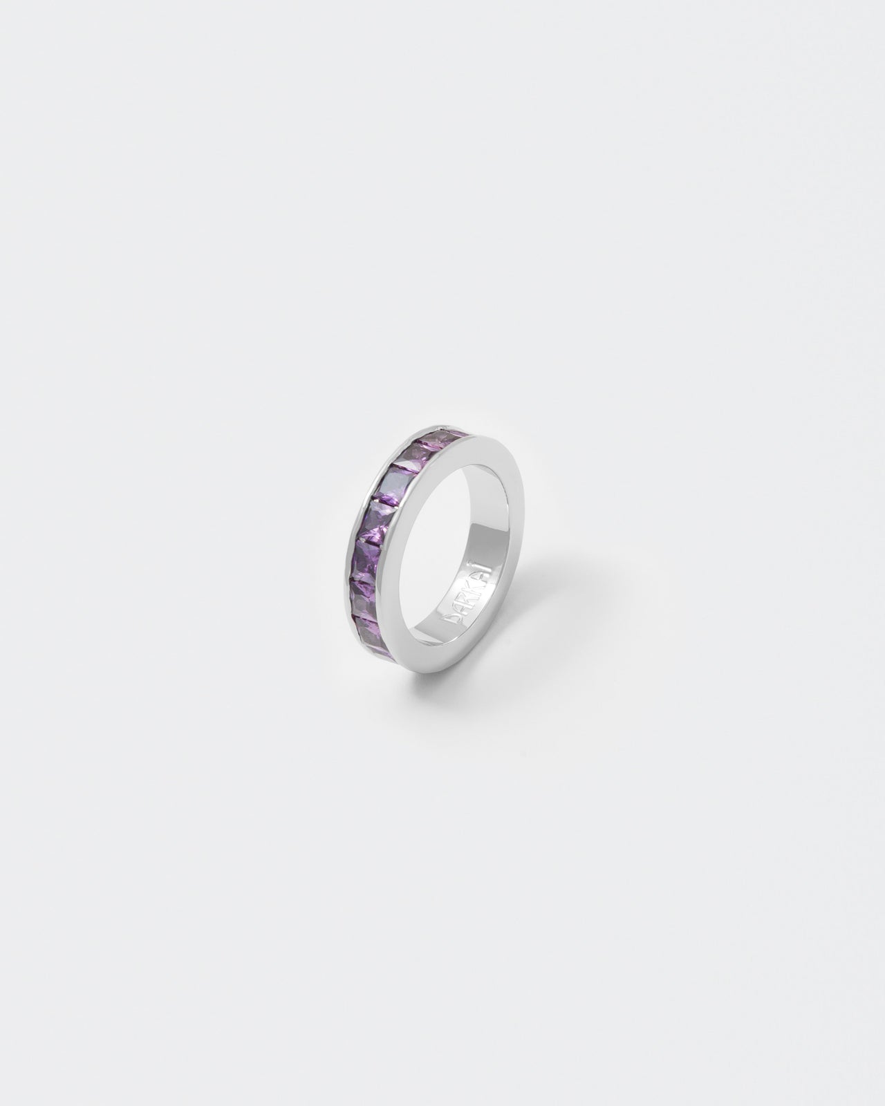 white gold ring with purple stones for man and women