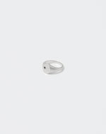 white gold satined ring with hand-set stones in white and black for man and women