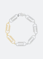 white and gold paperclip bracelet with 18k gold plated and stones