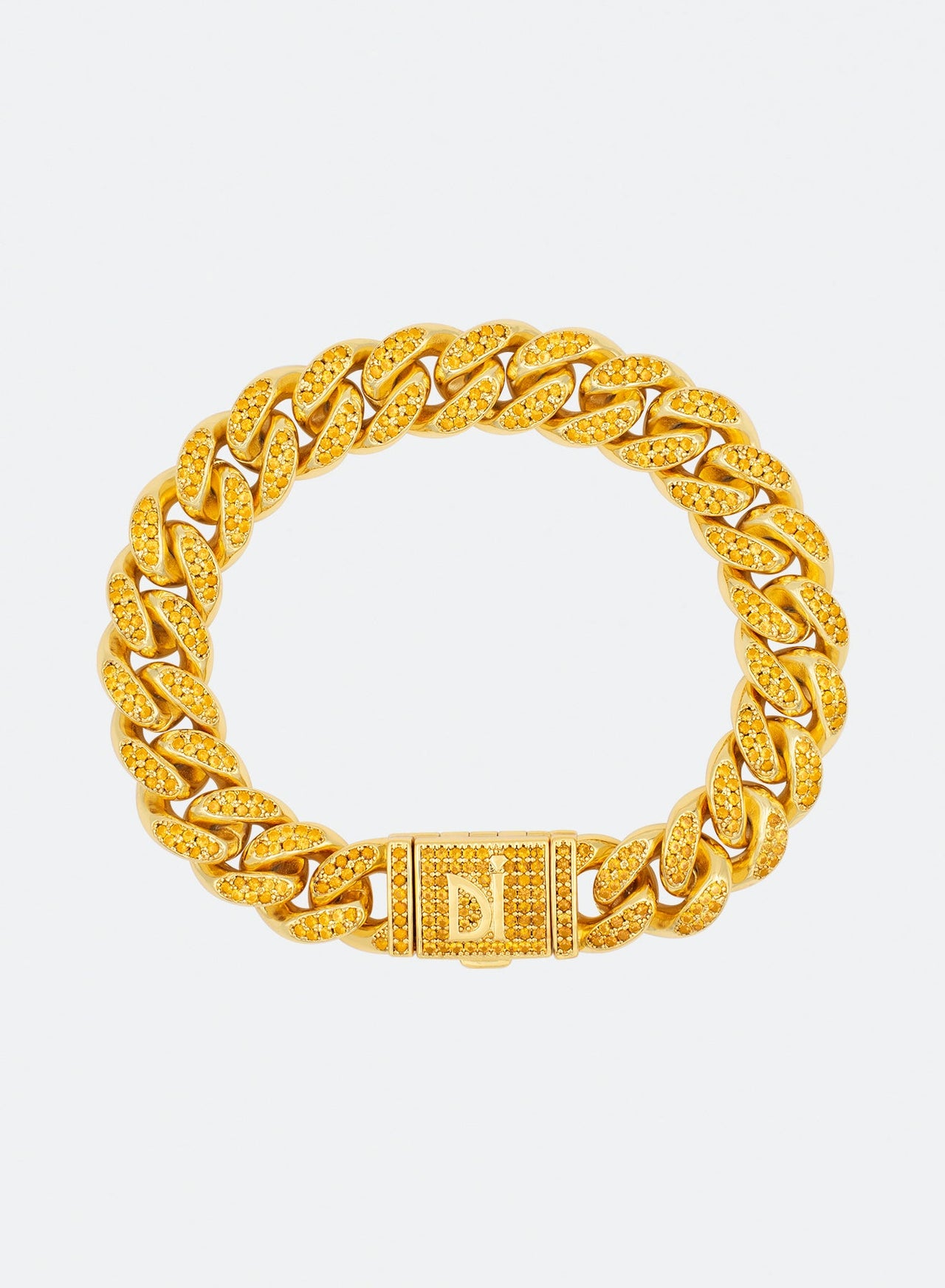 12mm cuban bracelet with 18k gold plated and yellow stones