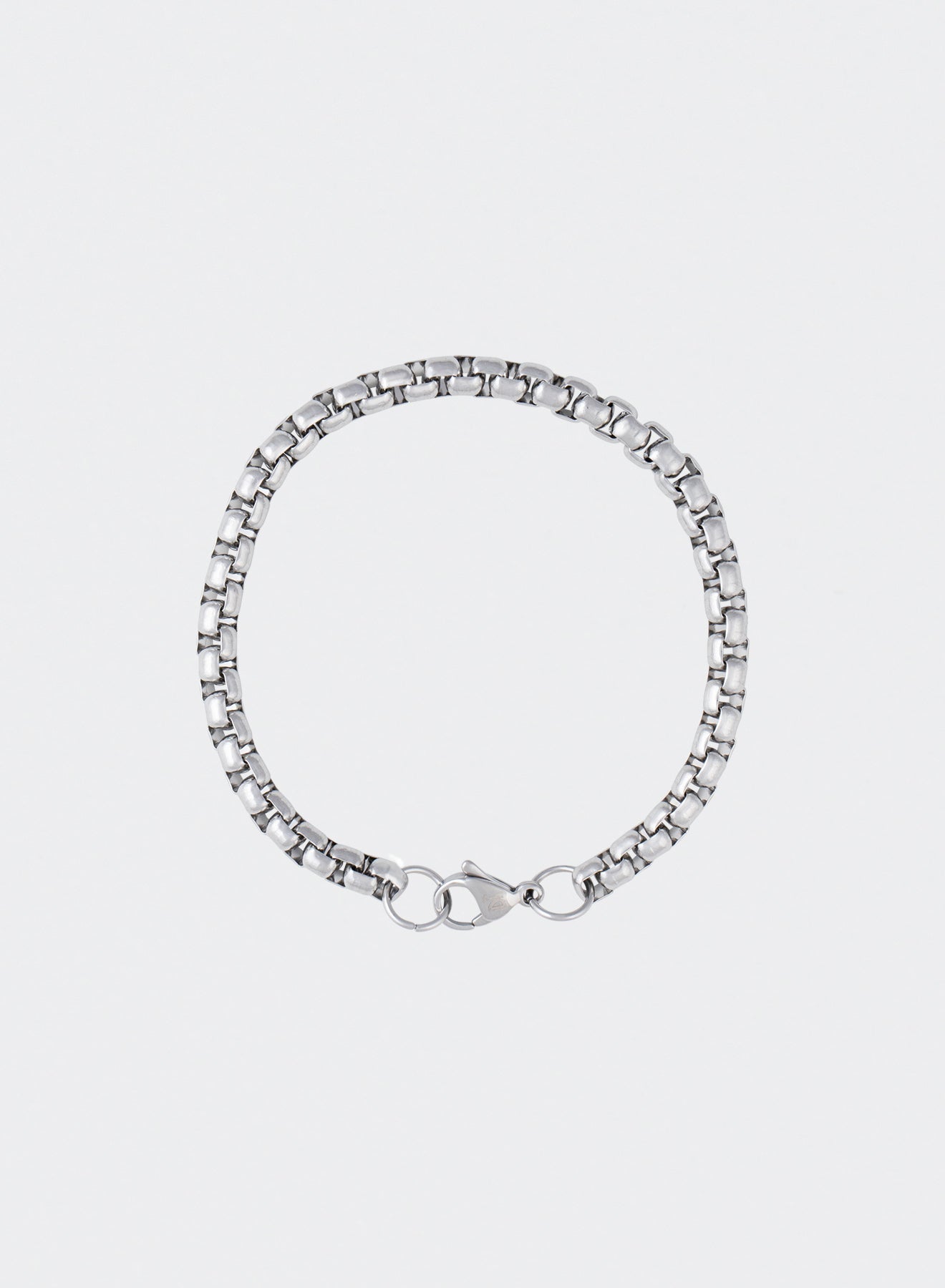 white stainless steel box chain bracelet