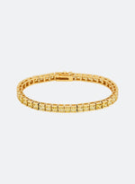 18k yellow gold coated tennis chain bracelet with yellow hand-set princess-cut stones
