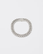 8k white gold coated mini prong chain bracelet with hand-set micropavé stones in white