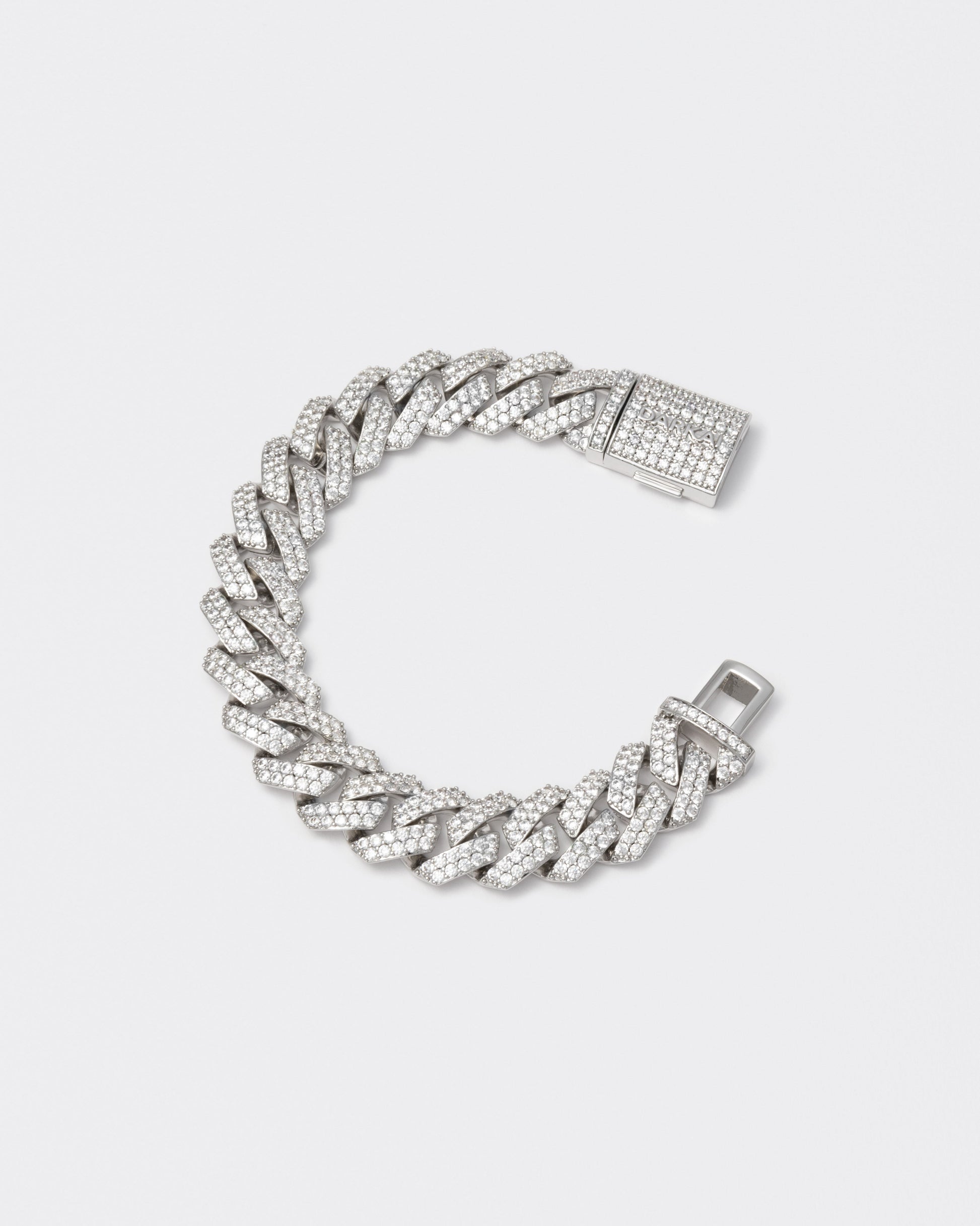 18k white gold coated prong chain bracelet with hand-set micropavé stones in white