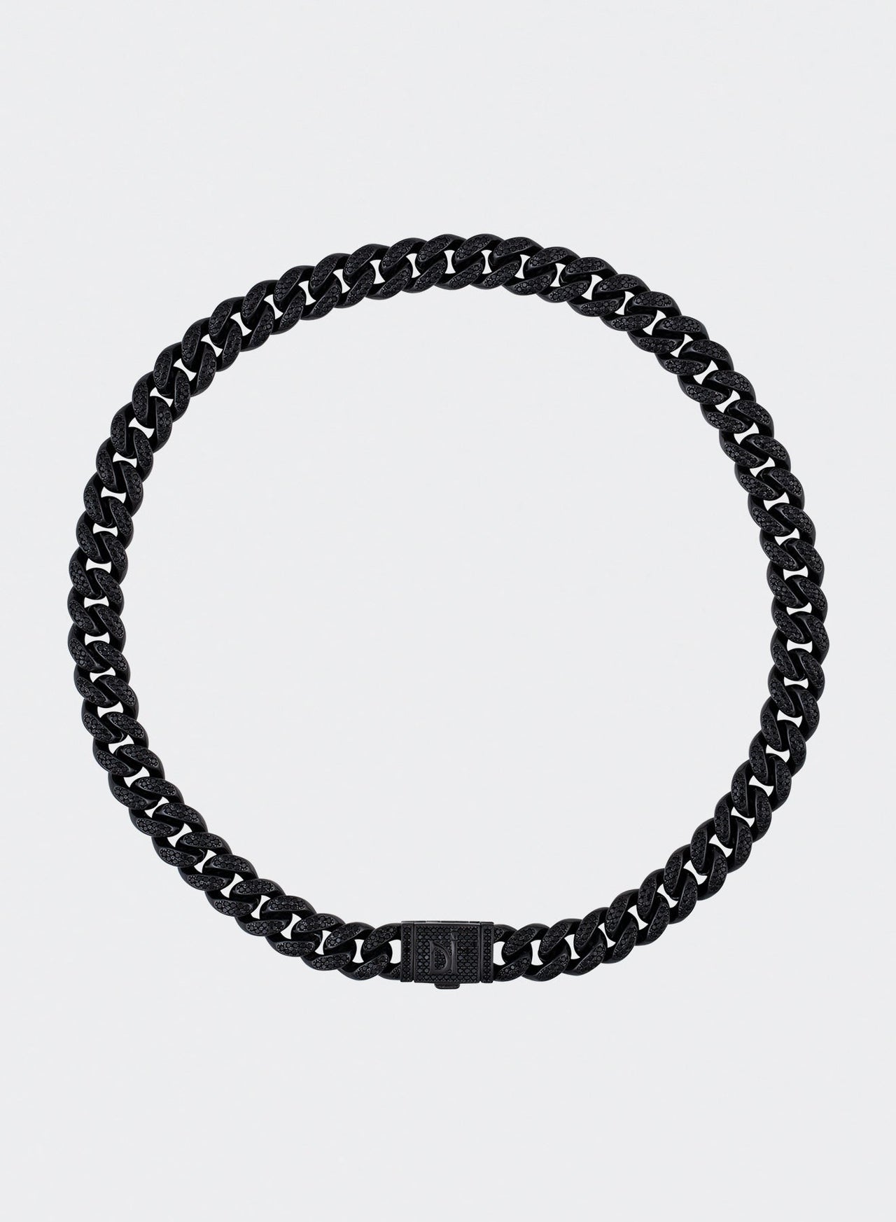 Black PVD coated cuban chain necklace with hand-set micropavé stones in black