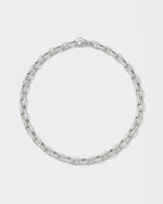 18k white gold coated rolo chain necklace with all-around hand-set micropavé stones in white