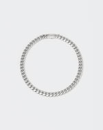 18k white gold coated cuban chain necklace with hand-set micropavé stones in white