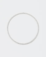 Tennis necklace with 18kt white gold coating and hand-set round brilliant-cut stones in diamond white