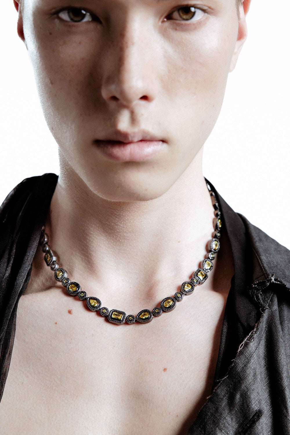 DARKAI Mixed Bezels Pave Black Necklace Main Picture