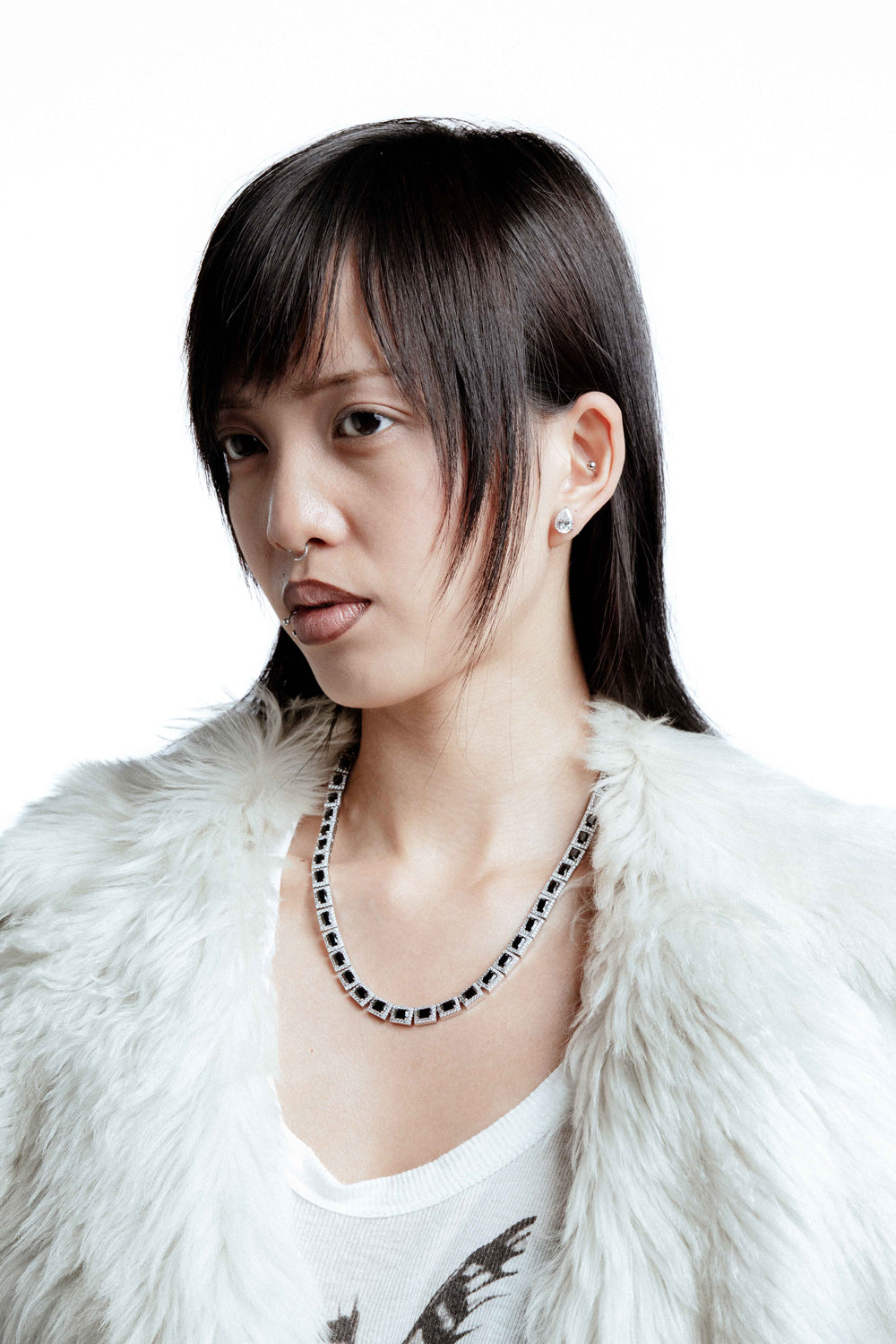DARKAI Tennis Emerald Necklace on Female Model