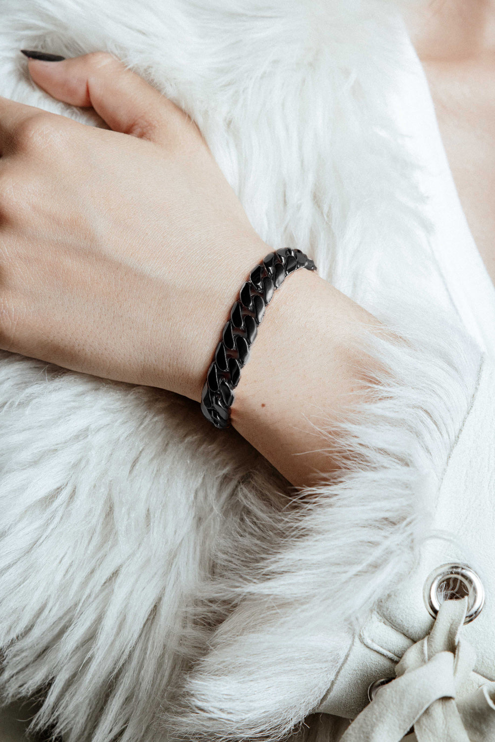 DARKAI Cuban Edge Bracelet Black on Female Model