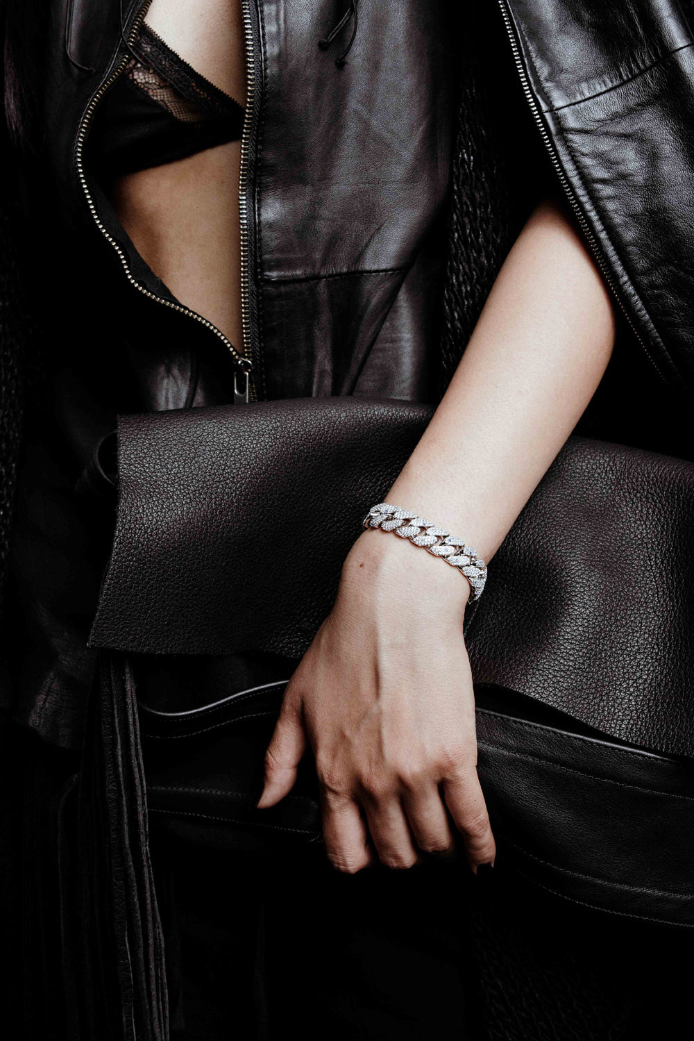DARKAI Cuban Sprinkles Pavé Bracelet on Female Model