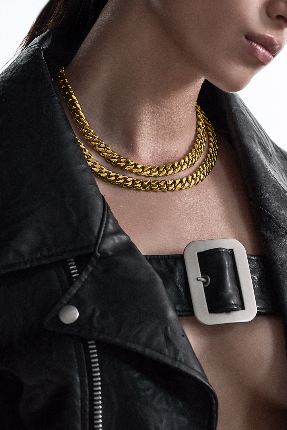 DARKAI Gold Cuban Edge Necklace on Male Model