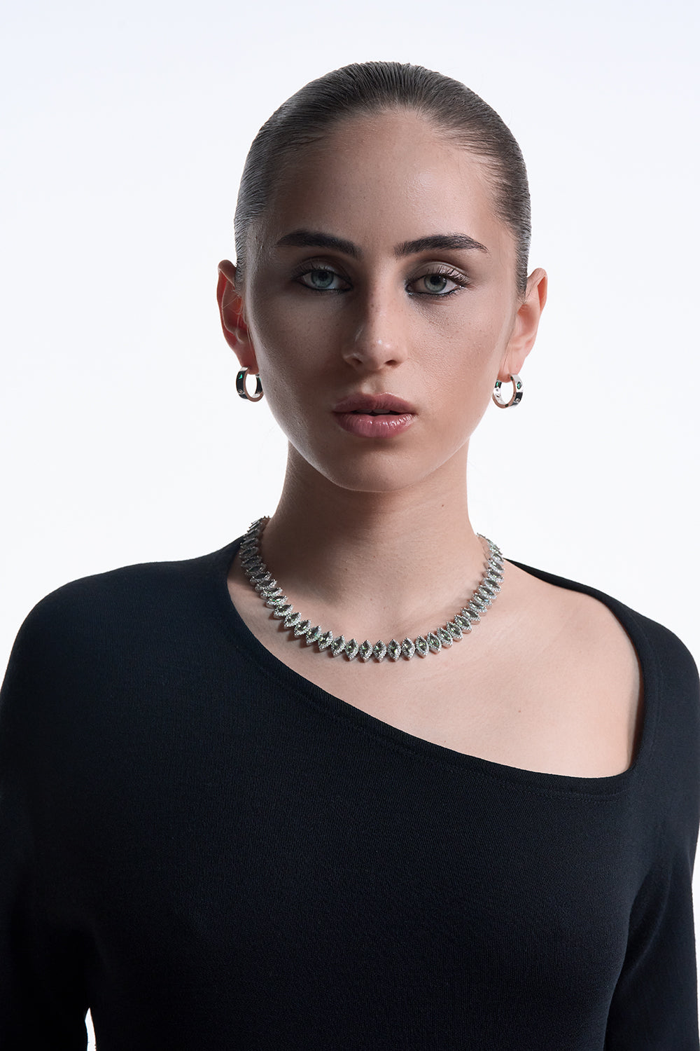 DARKAI Tennis Marquise Necklace on Female Model