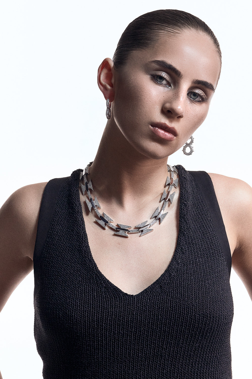 DARKAI Razor Wire Necklace on Female Model