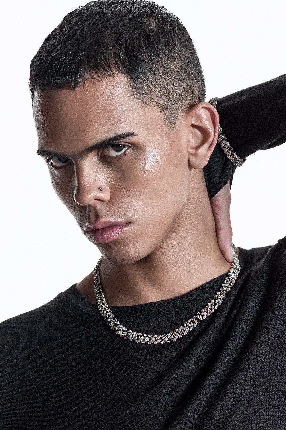 DARKAI Mini Prong Glitch Necklace on Male Model