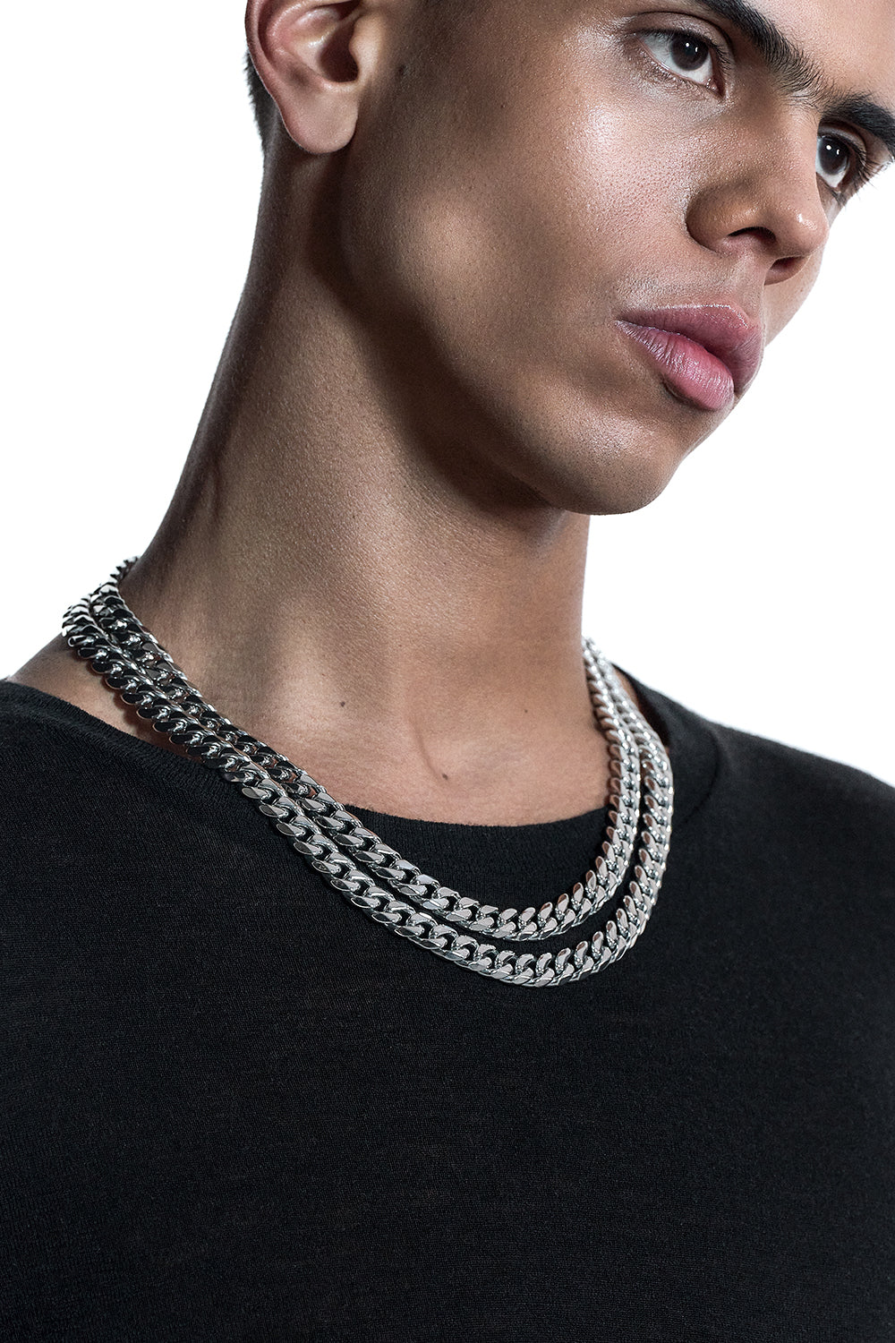 DARKAI White Cuban Necklaces on Male Model