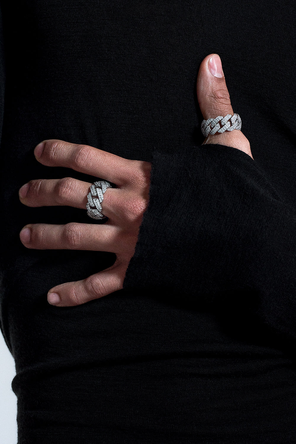 DARKAI Prong Pave Rings on Male Model