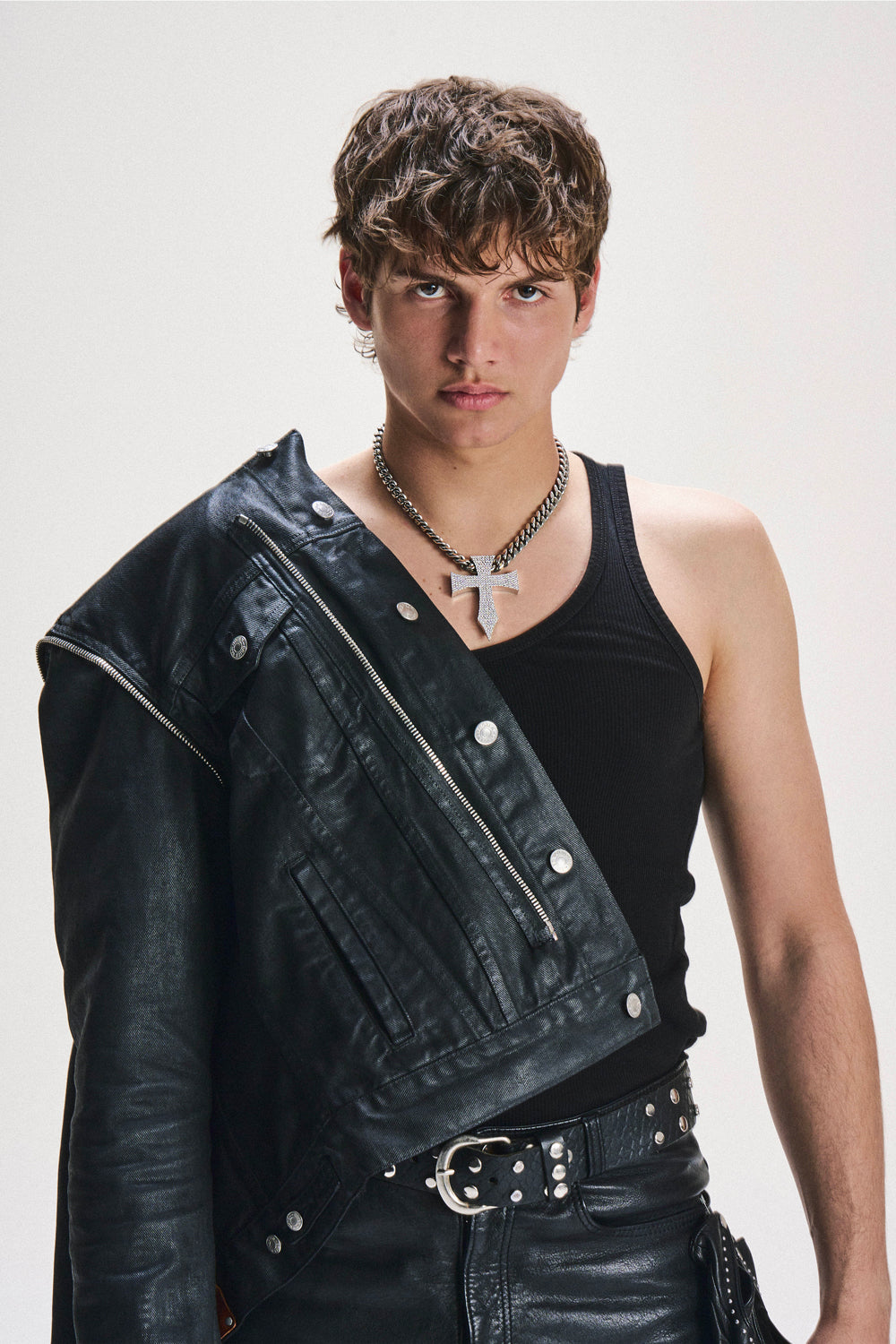 DARKAI XXL Gothic Cross Necklace on Male Model
