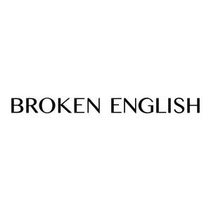 broken english logo on white background